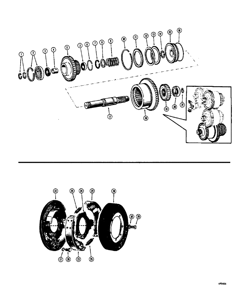 Схема запчастей Case W7 - (208) - TRANSMISSION, TRANSMISSION HIGH GEAR CLUTCH, TRANSMISSION PARKING BRAKE (06) - POWER TRAIN