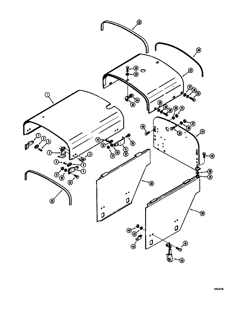 Схема запчастей Case W7 - (182) - HOOD AND ENGINE SIDE PANELS (09) - CHASSIS