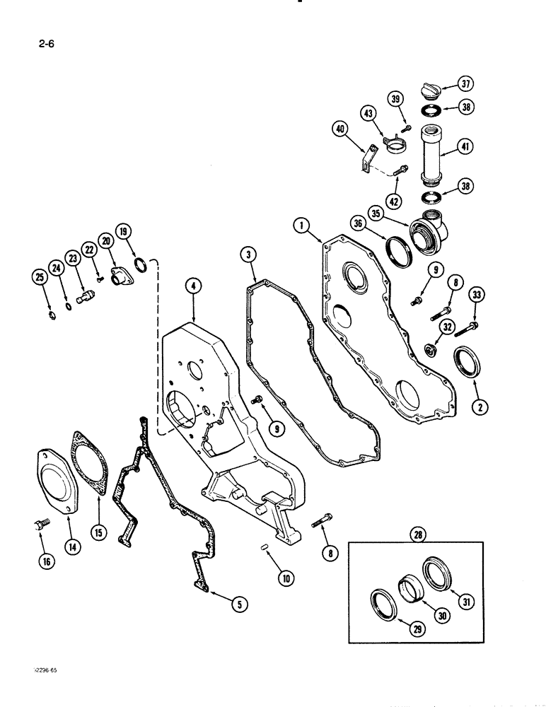 Схема запчастей Case 621 - (2-06) - FRONT GEAR COVER, 6T-590 ENGINE (02) - ENGINE