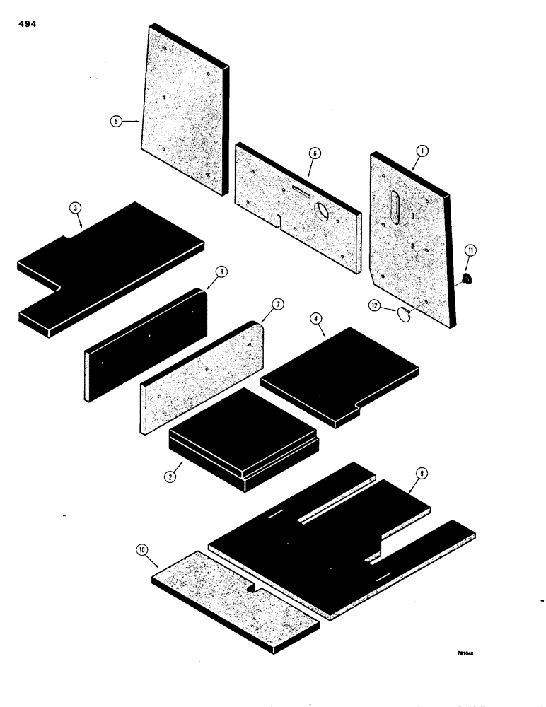 Схема запчастей Case 1150B - (494) - CAB NOISE REDUCTION PADS (05) - UPPERSTRUCTURE CHASSIS