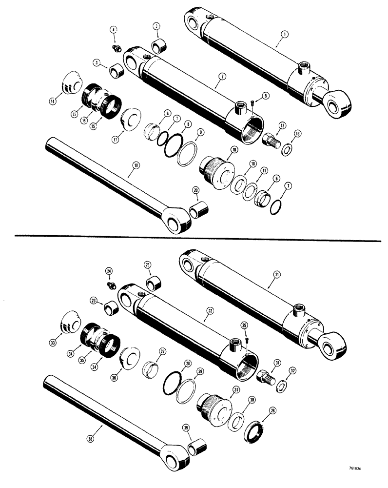 Схема запчастей Case 33S - (054) - BACKHOE STABILIZER CYLINDERS 