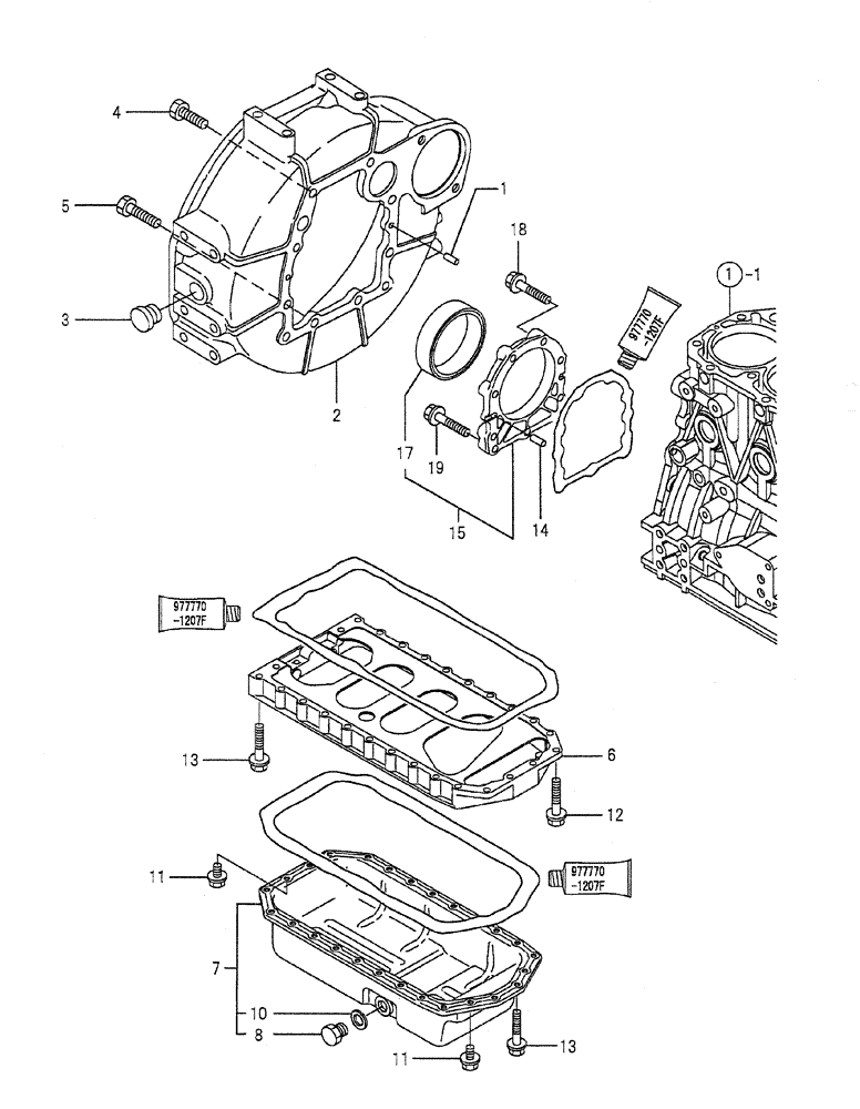 Схема запчастей Case CX50B - (08-003) - FLYWHEEL HOUSING & OIL SUMP ENGINE COMPONENTS