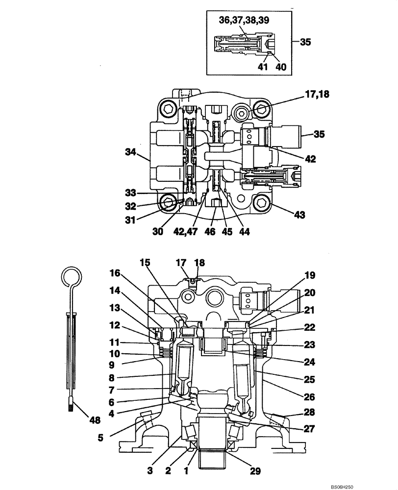 Схема запчастей Case CX210LR - (08-36) - KRC0224 MOTOR ASSY - SWING, PIN DAC0721172 - DAC0721422 (08) - HYDRAULICS