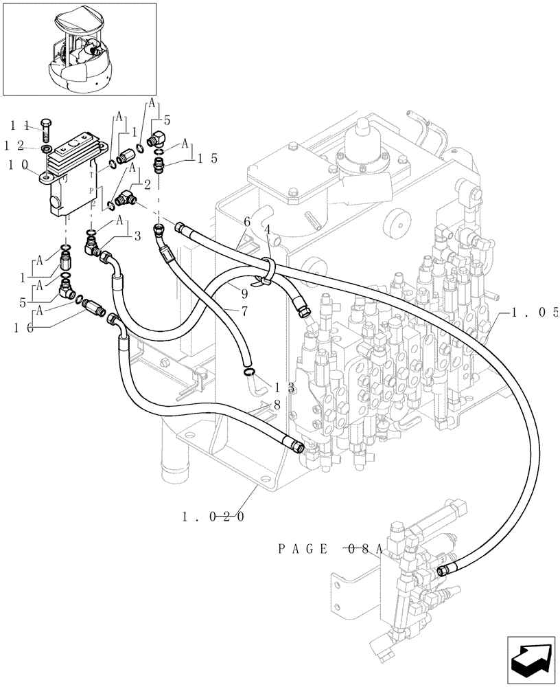 Схема запчастей Case CX31B - (1.080[03]) - POWER STEERING CONTROL LINES (DOZER) (35) - HYDRAULIC SYSTEMS