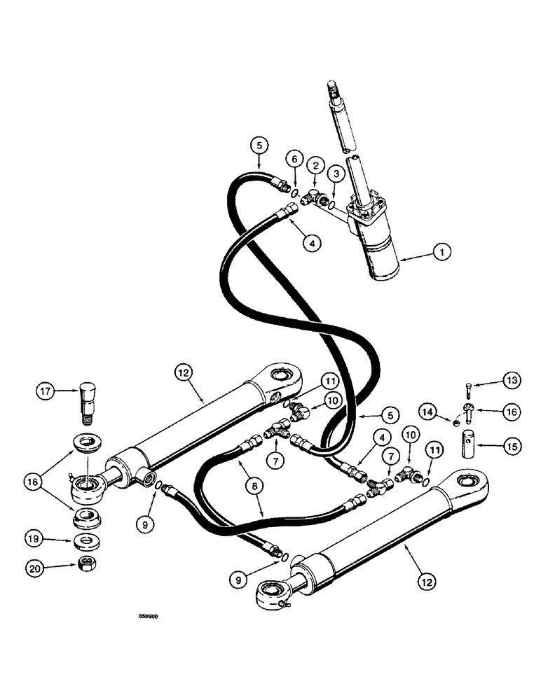 Схема запчастей Case W14 - (264) - STEERING HYDRAULIC CIRCUIT, STEERING CONTROL VALVE TO CYLINDERS (05) - STEERING