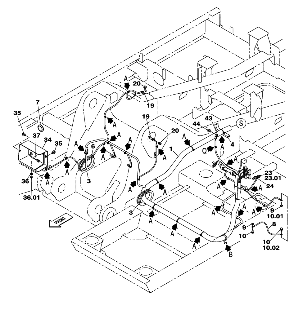 Схема запчастей Case CX210C NLC - (55.100.01[01]) - CHASSIS ELECTRICAL CIRCUIT (55) - ELECTRICAL SYSTEMS