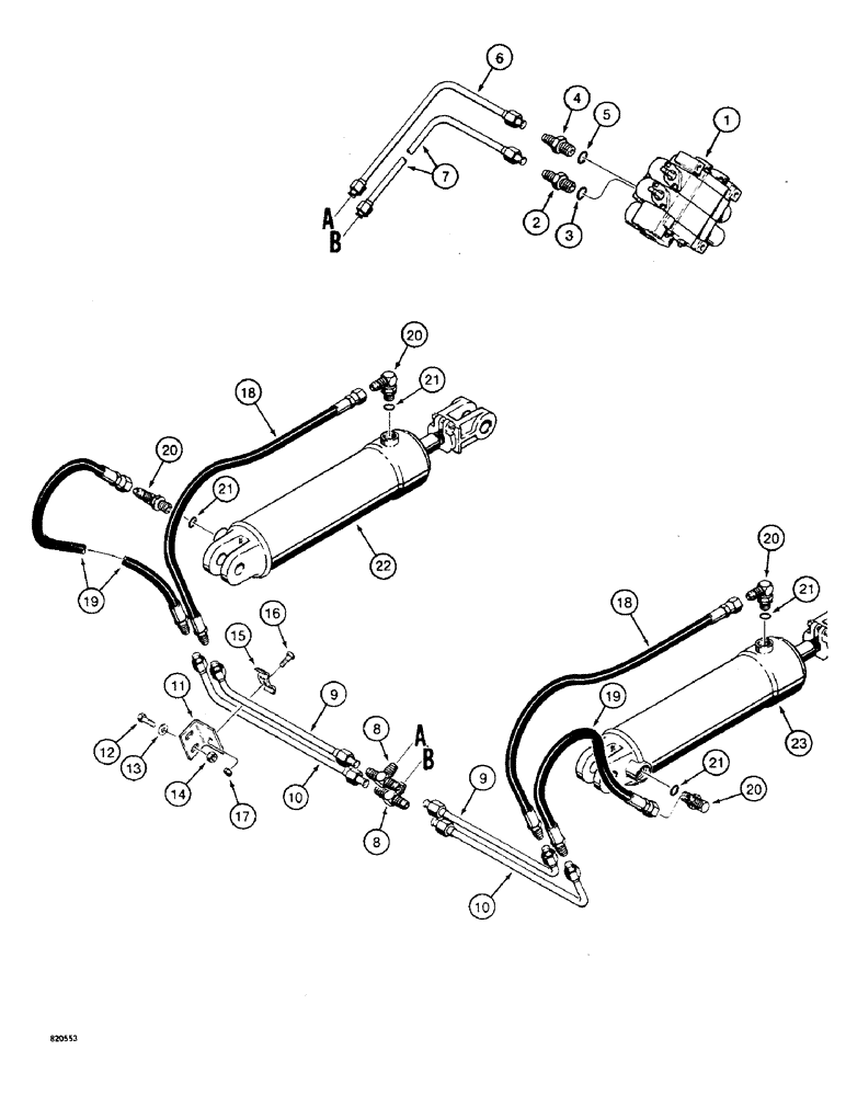 Схема запчастей Case W4 - (136) - FORKLIFT TILT CYLINDER HYDRAULIC CIRCUIT (08) - HYDRAULICS