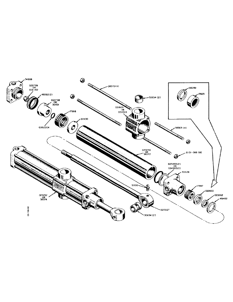 Схема запчастей Case 310 - (26) - HYDRAULIC BACKHOE SWING CYLINDERS 