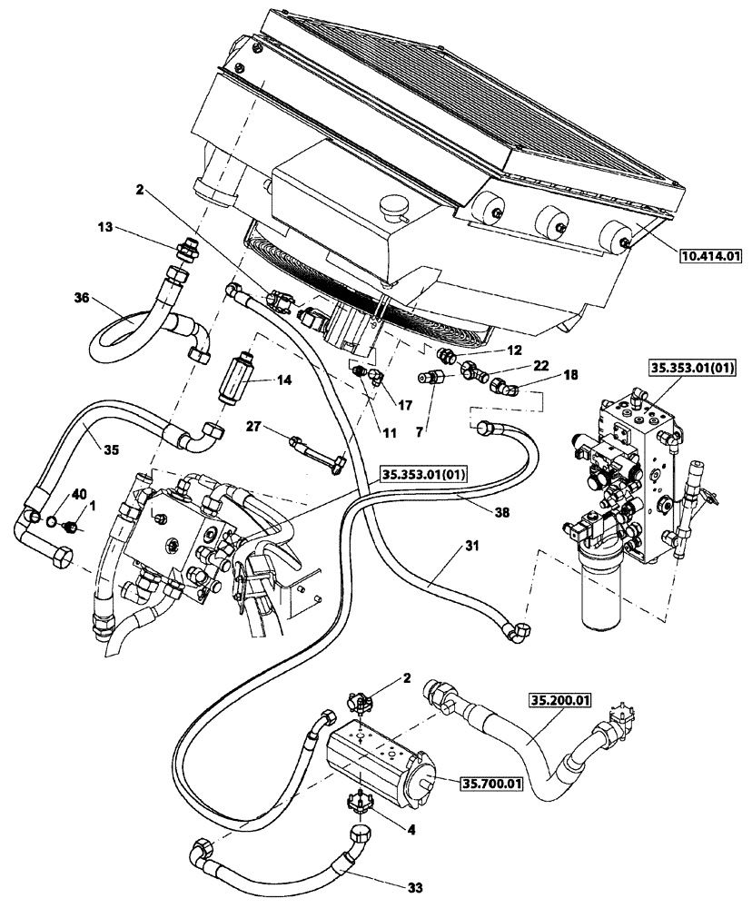 Схема запчастей Case DV213 - (35.752.01) - HYDRAULIC COOLING (GROUP 370-ND135215) (35) - HYDRAULIC SYSTEMS