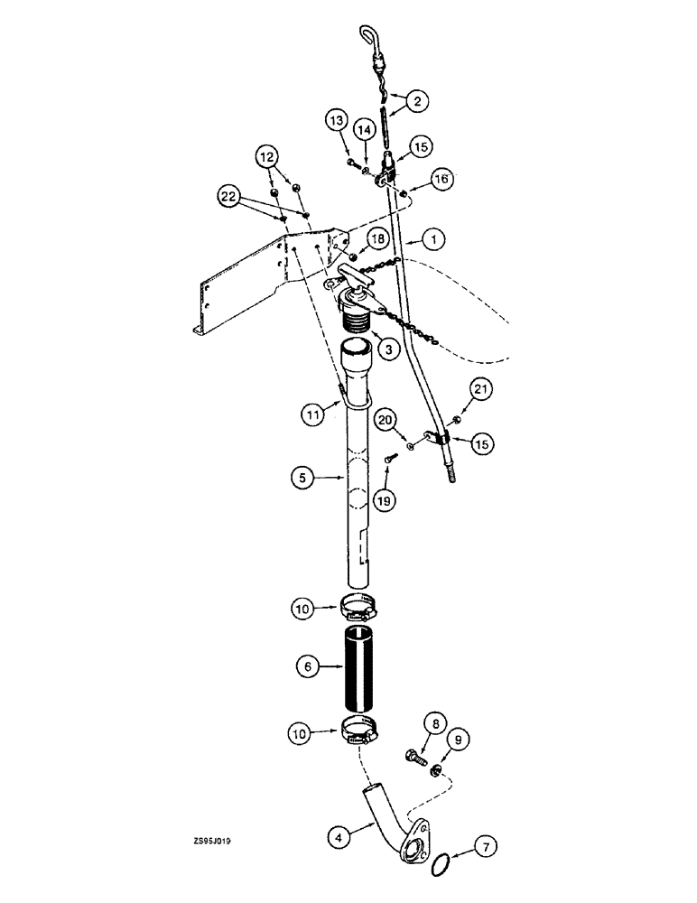 Схема запчастей Case 550E - (2-44) - ENGINE DIPSTICK AND FILL TUBE (02) - ENGINE