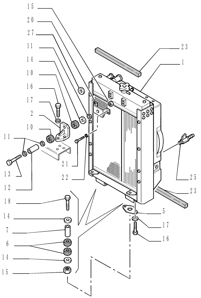 Схема запчастей Case 1850K - (0.550[01]) - ENGINE COOLING SYSTEM - WATER RADIATOR (01) - ENGINE