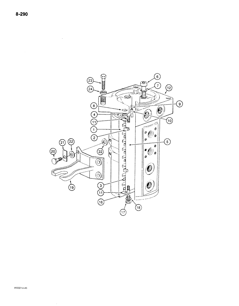 Схема запчастей Case 170B - (8-290) - HYDRAULIC SWIVEL, P.I.N. 74341 THROUGH 74456 (08) - HYDRAULICS