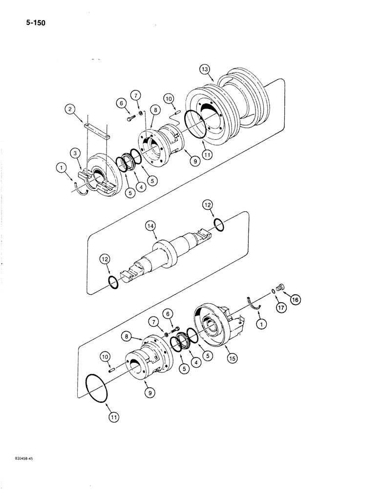 Схема запчастей Case 1187B - (5-150) - DOUBLE FLANGE TRACK ROLLER, TYPE C (11) - TRACKS/STEERING