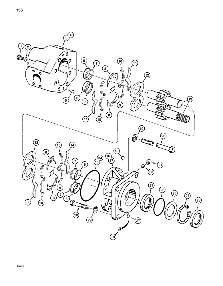 Схема запчастей Case 880C - (156) - S223210 TRACK DRIVE HYDRAULIC MOTOR, LONG 7-ROLLER TRACK PIN 6205456-6205624 (04) - UNDERCARRIAGE