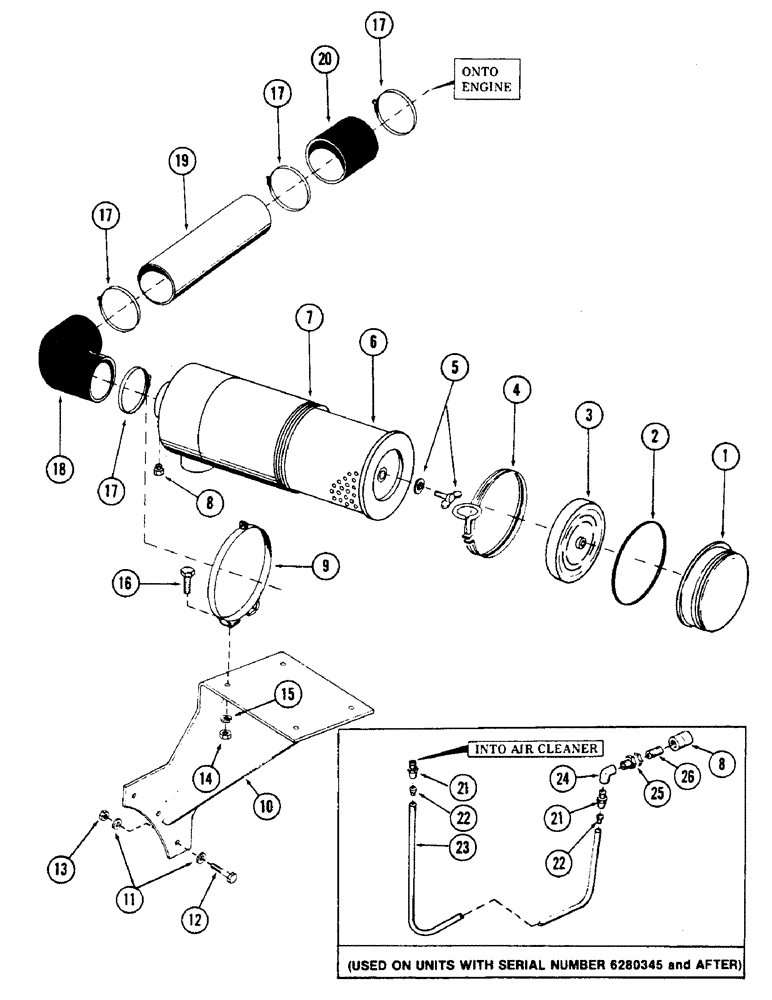 Схема запчастей Case 50 - (050) - AIR CLEANER & ATTACHING PARTS FOR:, DETROIT DIESEL 6V-53 ENGINE, (SN.6279926 & AFTER) (10) - ENGINE