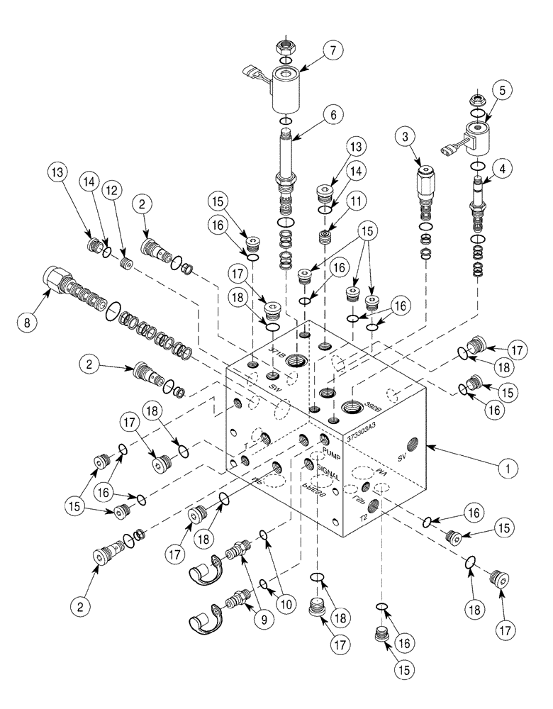 Схема запчастей Case 6030 - (08-21) - VALVE, MANIFOLD SYSTEM CONTROL (08) - HYDRAULICS