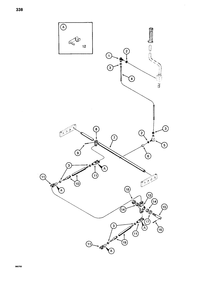 Схема запчастей Case 880C - (338) - CONTROLS - PIN 6205236 AND AFTER, LEVELER LINKAGE (07) - HYDRAULIC SYSTEM