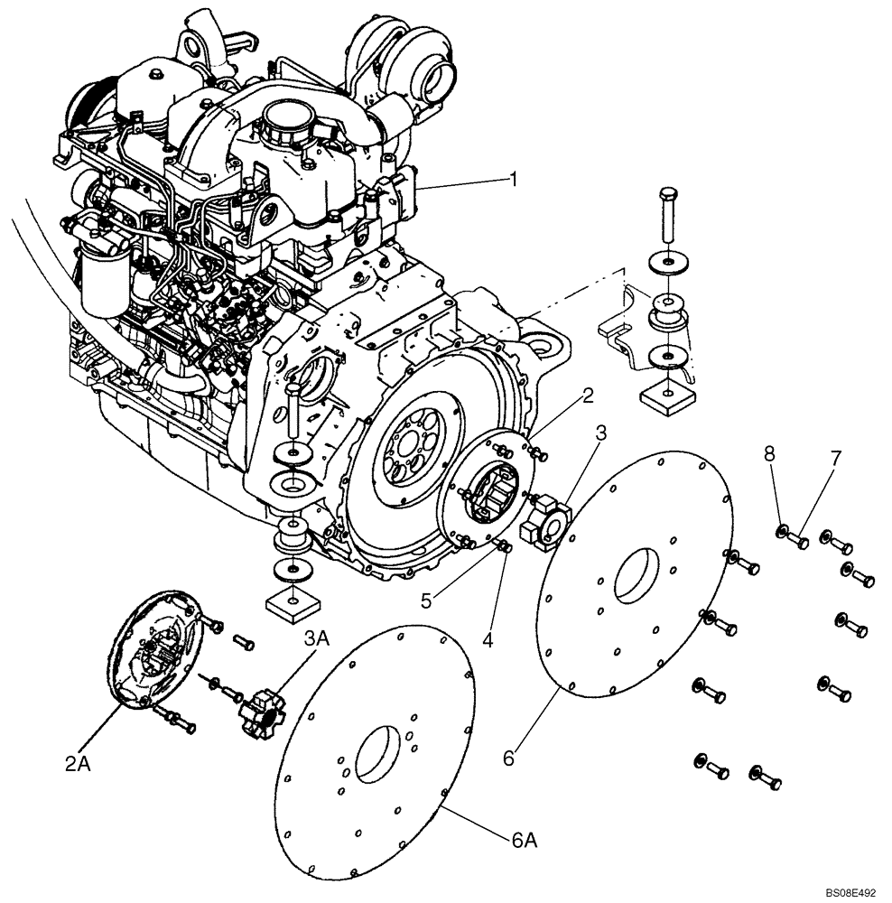 Схема запчастей Case 450 - (02-07A) - ENGINE - PUMP DRIVE (IN-LINE PUMP CONFIGURATION) (02) - ENGINE