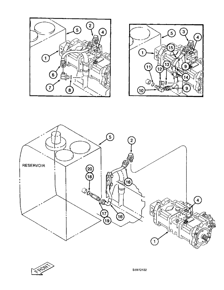 Схема запчастей Case 9040B - (8-012) - PUMP RTN LINE (08) - HYDRAULICS