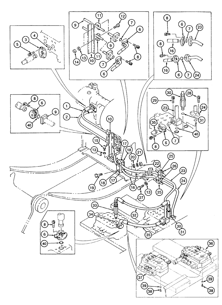 Схема запчастей Case 9040 - (8-08) - BASIC HYDRAULIC CIRCUIT, PUMP TO EQUIPMENT CONTROL VALVES (08) - HYDRAULICS