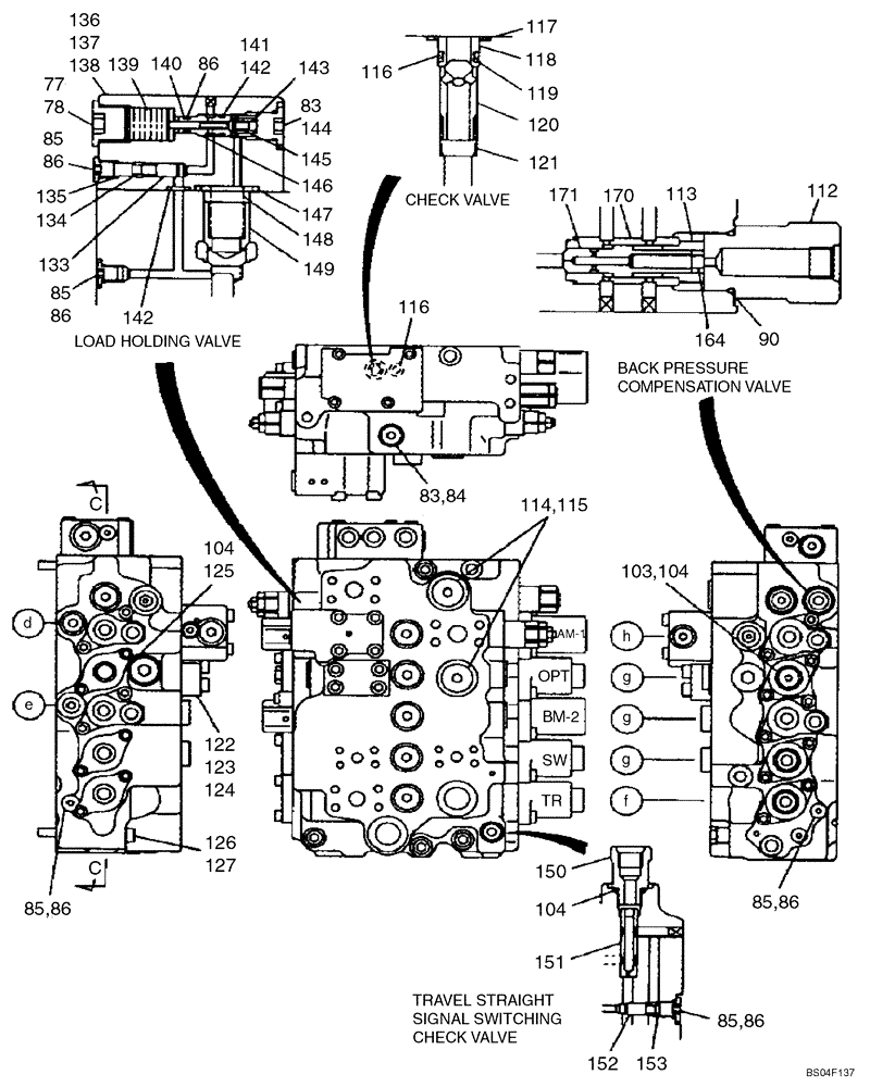 Схема запчастей Case CX160 - (08-62) - VALVE ASSY - CONTROL (08) - HYDRAULICS