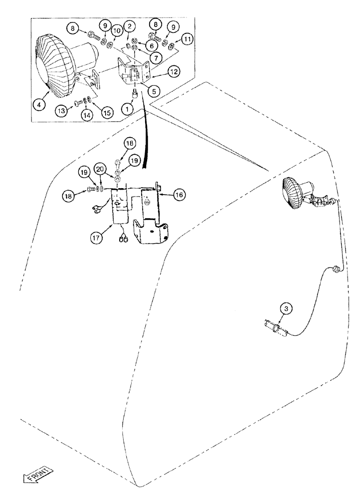 Схема запчастей Case 9050B - (9-100) - CAB FAN AND MOUNTING, PRIOR TO P.I.N EAC0501182 (09) - CHASSIS/ATTACHMENTS