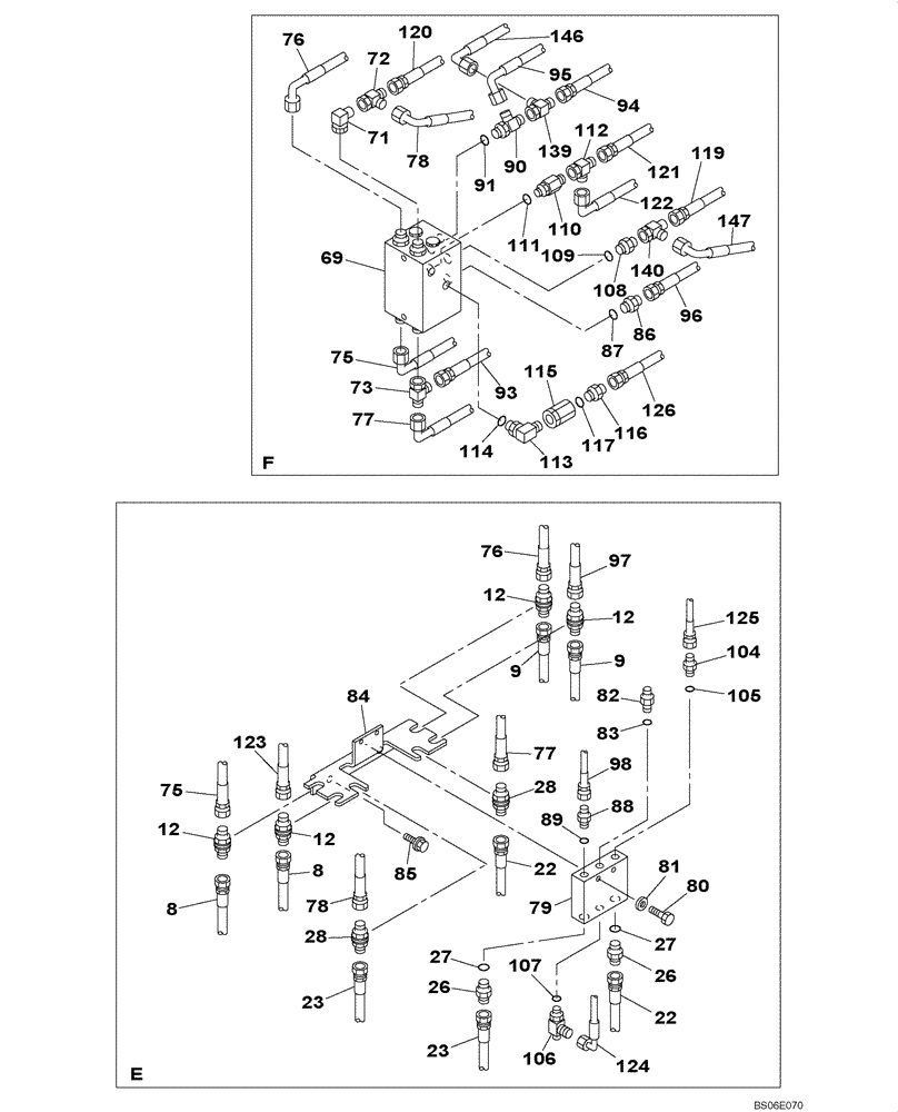 Схема запчастей Case CX800 - (08-031-01[01]) - HYDRAULIC CIRCUIT - HAND CONTROL PILOT (WITH VALVE, PRESSURE RELIEF) (08) - HYDRAULICS