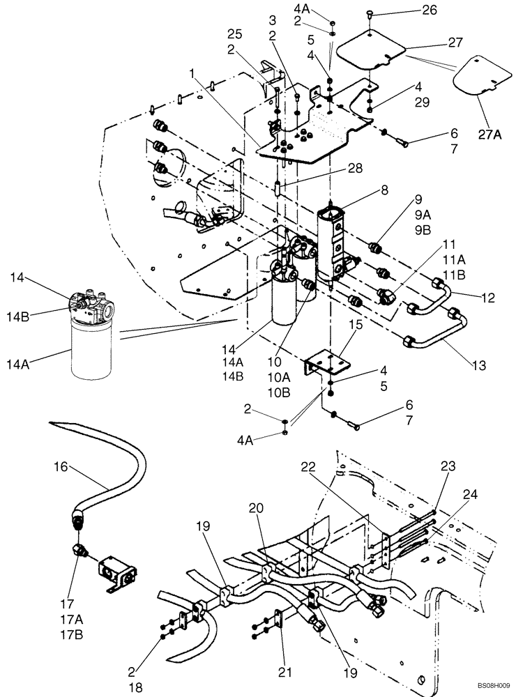 Схема запчастей Case 921E - (06-23A) - HYDRAULICS - OIL FILTER - COOLER (06) - POWER TRAIN