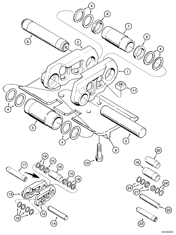 Схема запчастей Case 1150K - (05-08) - TRACK CHAIN, SEALED (11) - TRACKS/STEERING