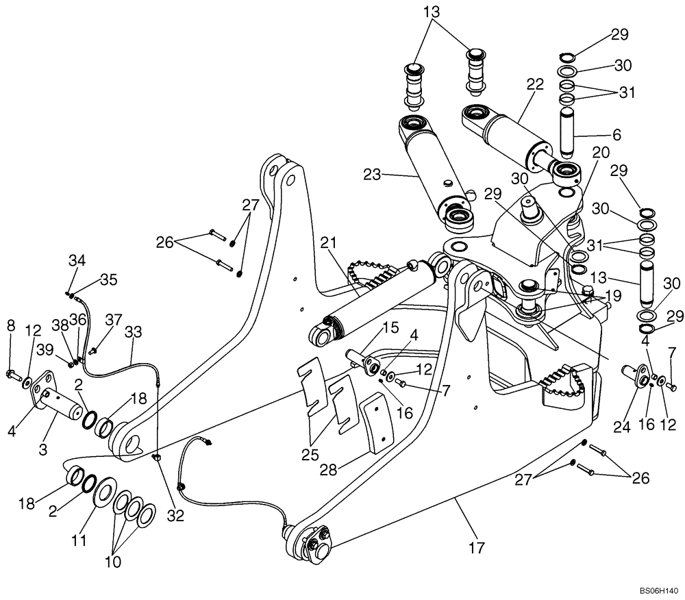 Схема запчастей Case 1150K - (09-01) - FRAME, LIFT - CYLINDERS, MOUNTING & LUBRICATION LINE (09) - CHASSIS/ATTACHMENTS