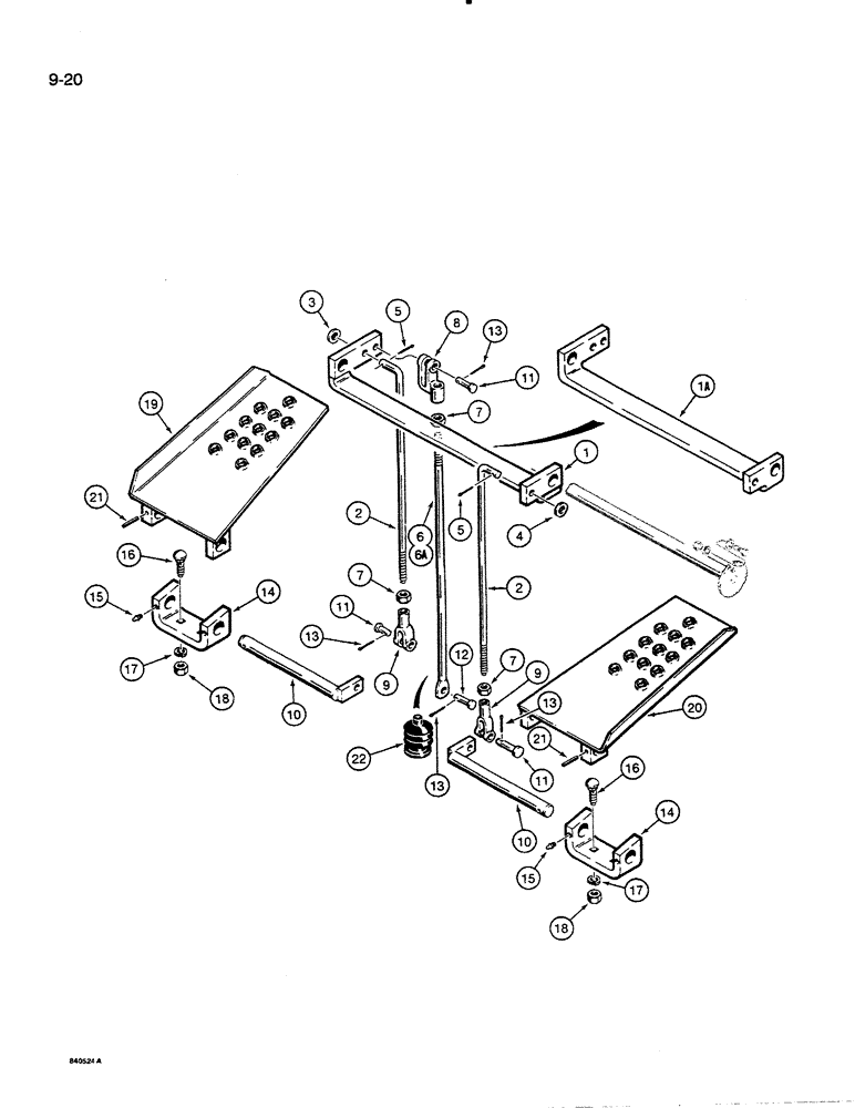 Схема запчастей Case 35C - (9-20) - BACKHOE CONTROLS, SWING PEDALS AND MOUNTING (09) - CHASSIS/ATTACHMENTS