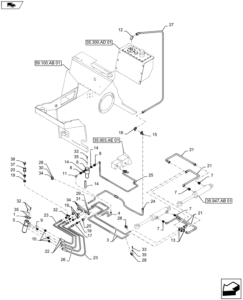 Схема запчастей Case SV211 - (35.947.AC[01]) - HYDRAULIC SYSTEM, STEERING (35) - HYDRAULIC SYSTEMS