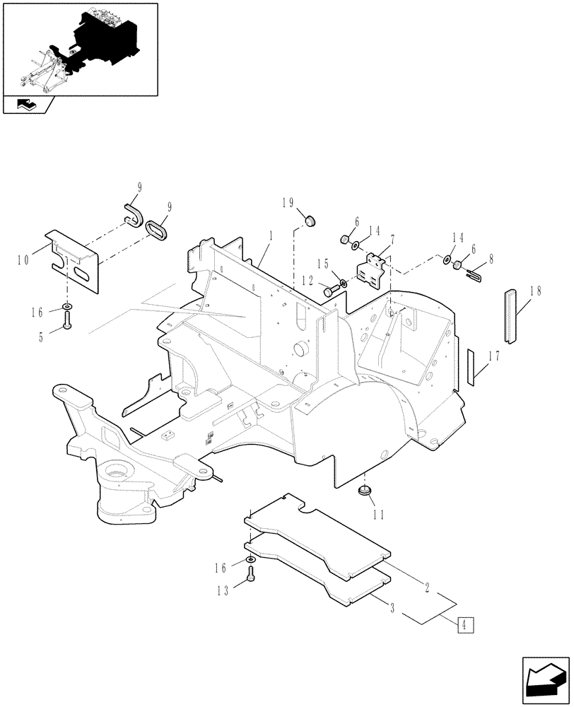 Схема запчастей Case 221E - (1.21.5/02) - REAR FRAME (12) - MAIN FRAME