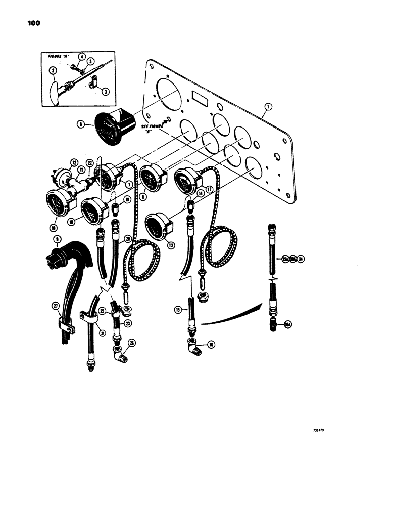 Схема запчастей Case 450 - (100) - INSTRUMENTS AND FUEL SHUT-OFF, LOADER MODELS S.N. 3040774 AND AFTER (06) - ELECTRICAL SYSTEMS