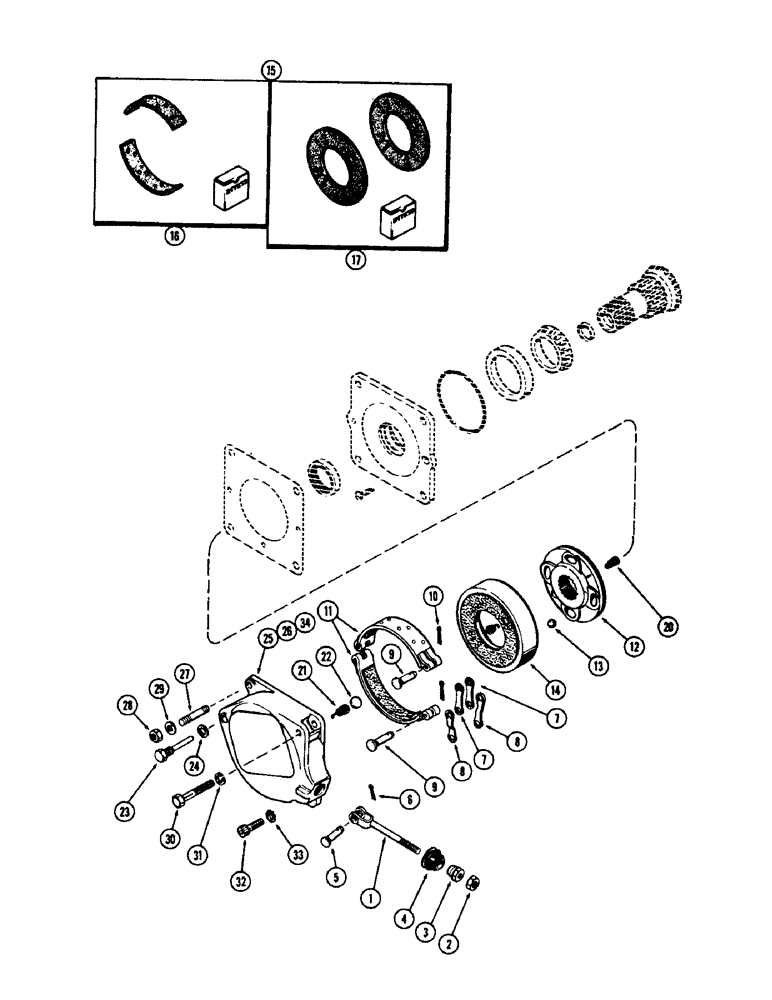 Схема запчастей Case 480CK - (104) - BRAKE ASSEMBLY 