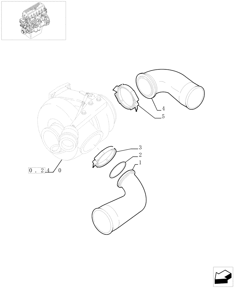 Схема запчастей Case F3BE0684A B001 - (0.24.1[01]) - TURBOBLOWER PIPES (504032046) 