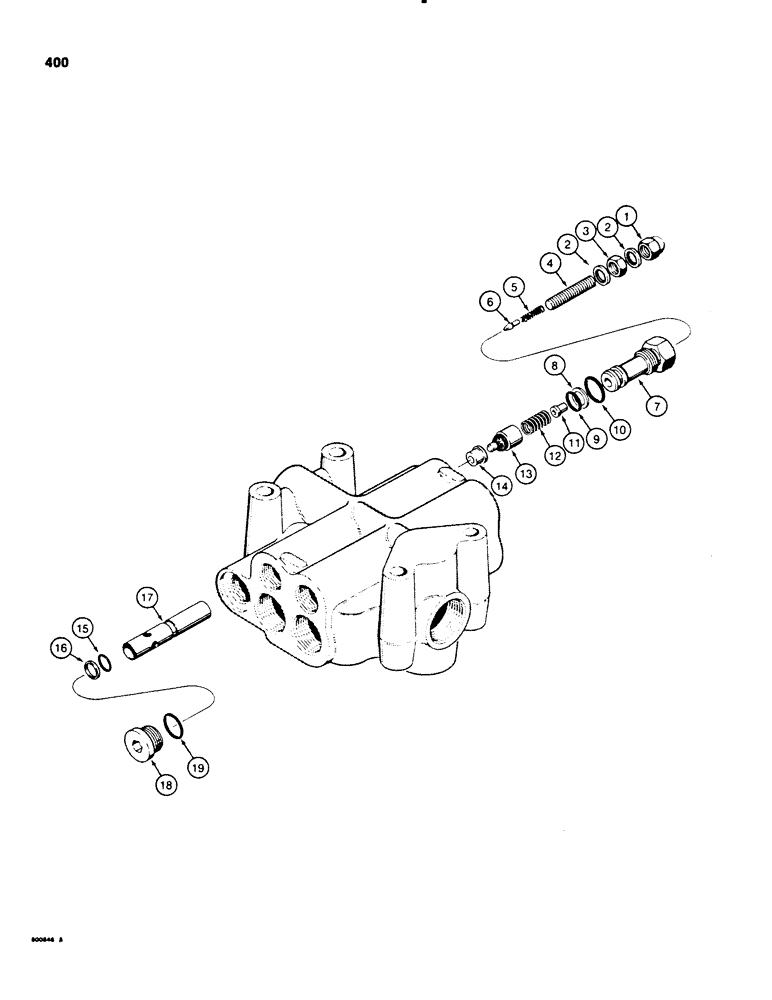 Схема запчастей Case 580E - (400) - PARKER LOADER CONTROL VALVE, MAIN RELIEF VALVE (08) - HYDRAULICS