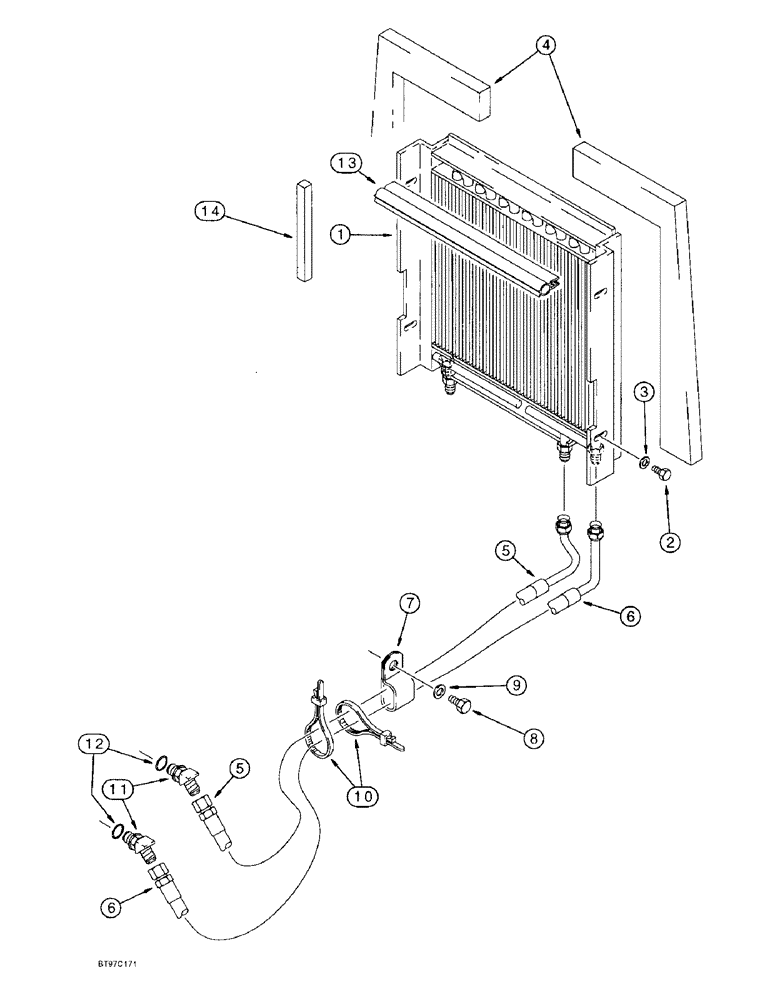 Схема запчастей Case 590L - (6-20) - TRANSMISSION COOLING SYSTEM, USED WITH 129264A1 OR 234876A1 RADIATOR ASSY. (SEE P. 2-3 FOR RADIATOR) (06) - POWER TRAIN