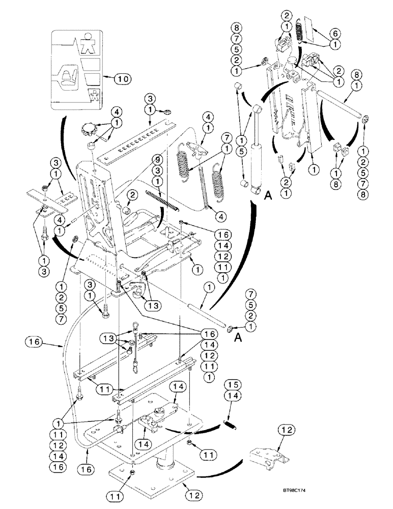 Схема запчастей Case 580L - (9-080) - SUSPENSION SEAT, PEDESTAL, WEIGHT ADJUSTER AND SUSPENSION 580L MODELS (09) - CHASSIS/ATTACHMENTS