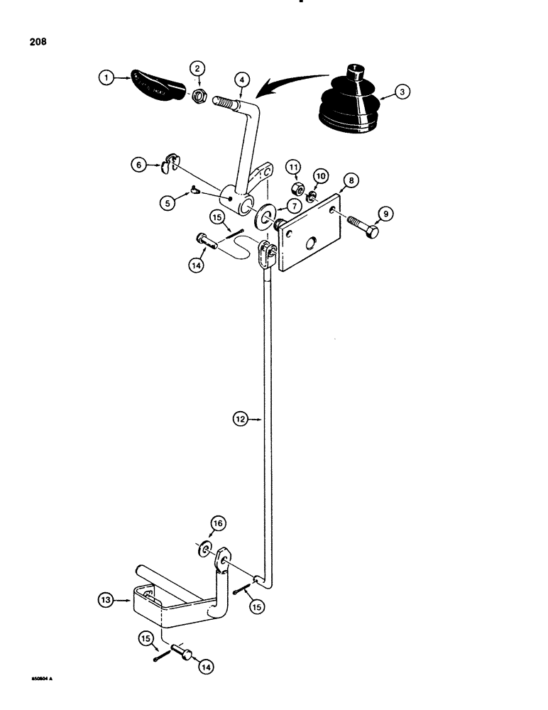 Схема запчастей Case 580SE - (208) - FRONT DRIVE AXLE CONTROL, USED WITH TRANSAXLE SN 16270319 AND AFTER (06) - POWER TRAIN