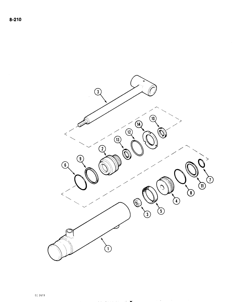 Схема запчастей Case 1818 - (8-210) - BUCKET TILT CYLINDER (08) - HYDRAULICS