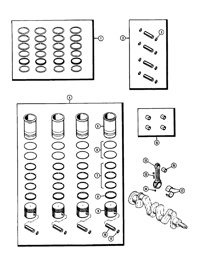 Схема запчастей Case 530CK - (014) - PISTONS AND CONNECTING RODS, (159) SPARK IGNITION ENGINE (10) - ENGINE