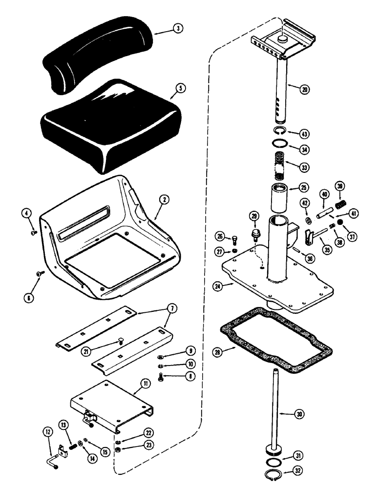 Схема запчастей Case 480CK - (164) - SEAT, USED WITHOUT P.T.O. 