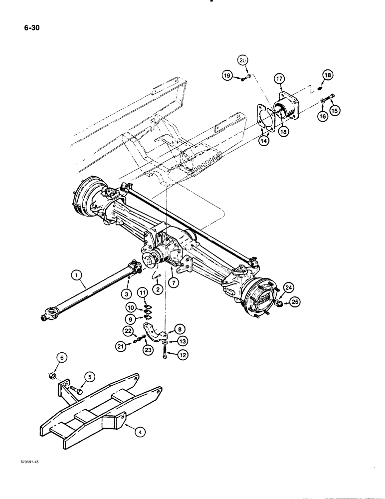 Схема запчастей Case 480E LL - (6-30) - FRONT DRIVE AXLE MOUNTING AND DRIVE SHAFT (06) - POWER TRAIN