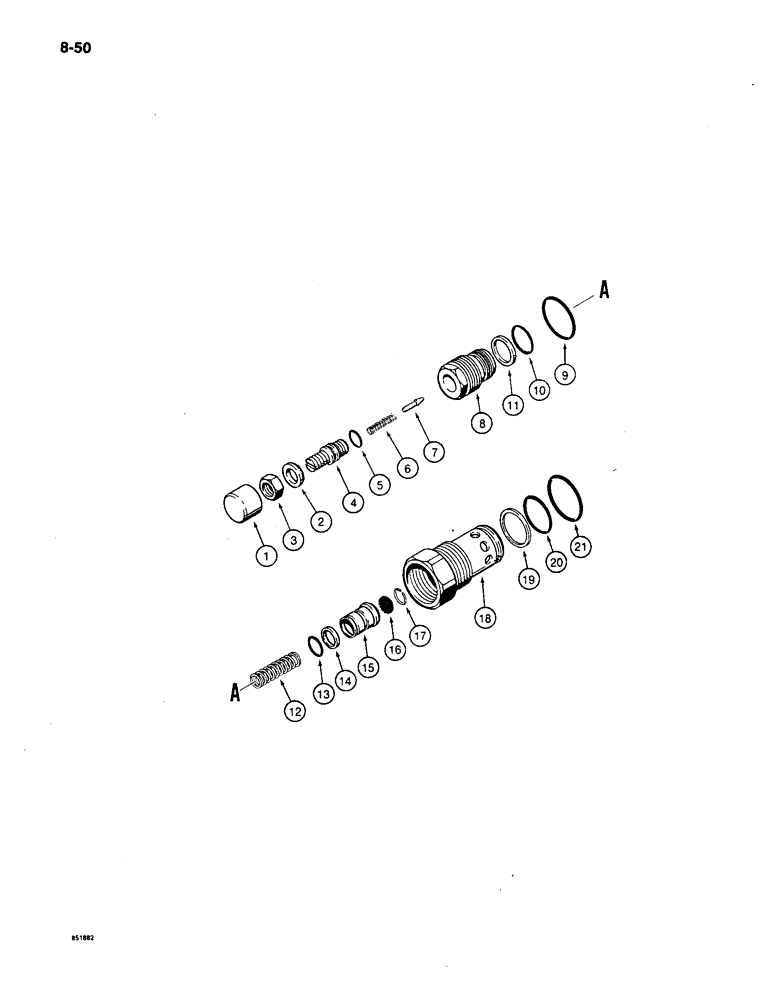 Схема запчастей Case 650 - (8-50) - MAIN RELIEF VALVE (08) - HYDRAULICS