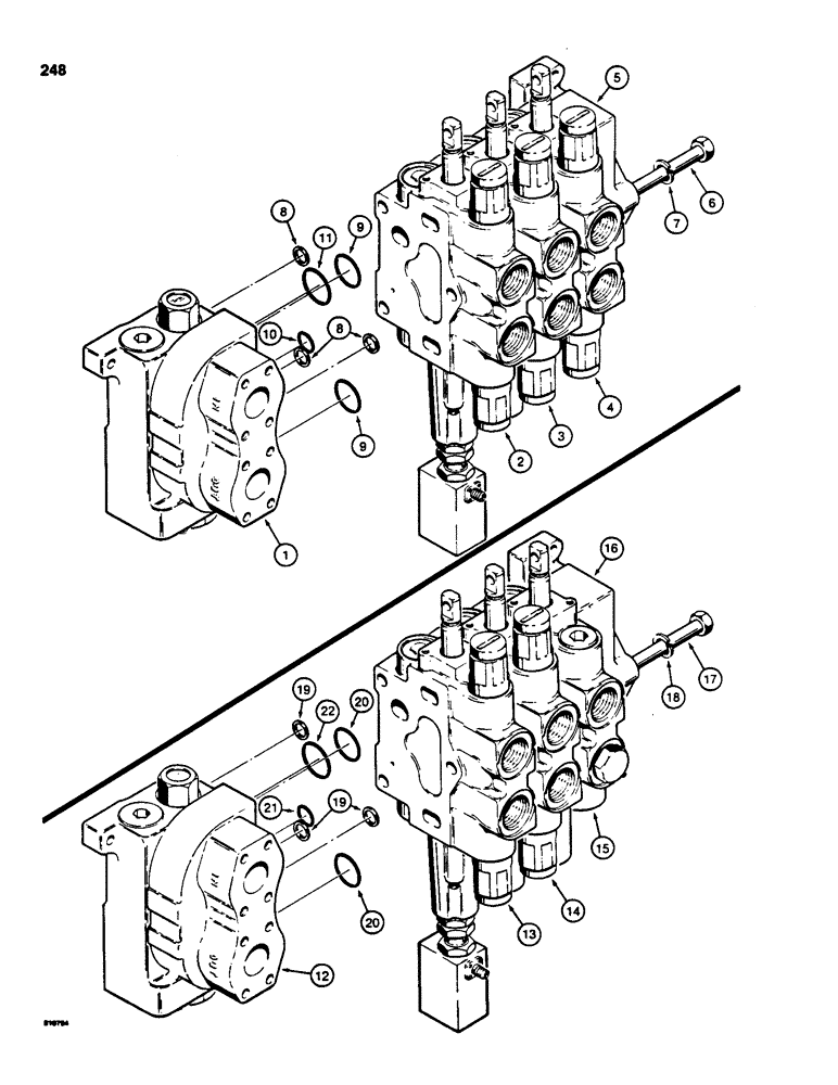 Схема запчастей Case 855C - (248) - R40889 THREE SPOOL CONTROL VALVE, LOADER WITH RIPPER OR CLAM (07) - HYDRAULIC SYSTEM