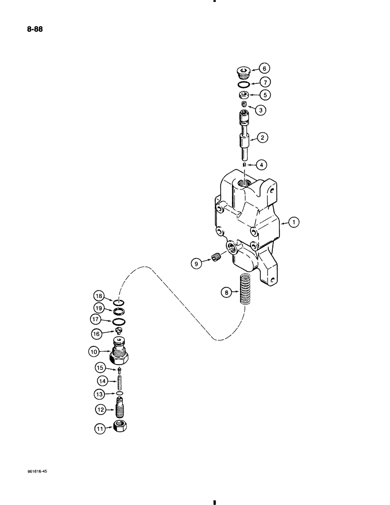 Схема запчастей Case 580K - (8-088) - LOADER CONTROL VALVE, INLET SECTION - WITH STEERING RELIEF VALVE (08) - HYDRAULICS