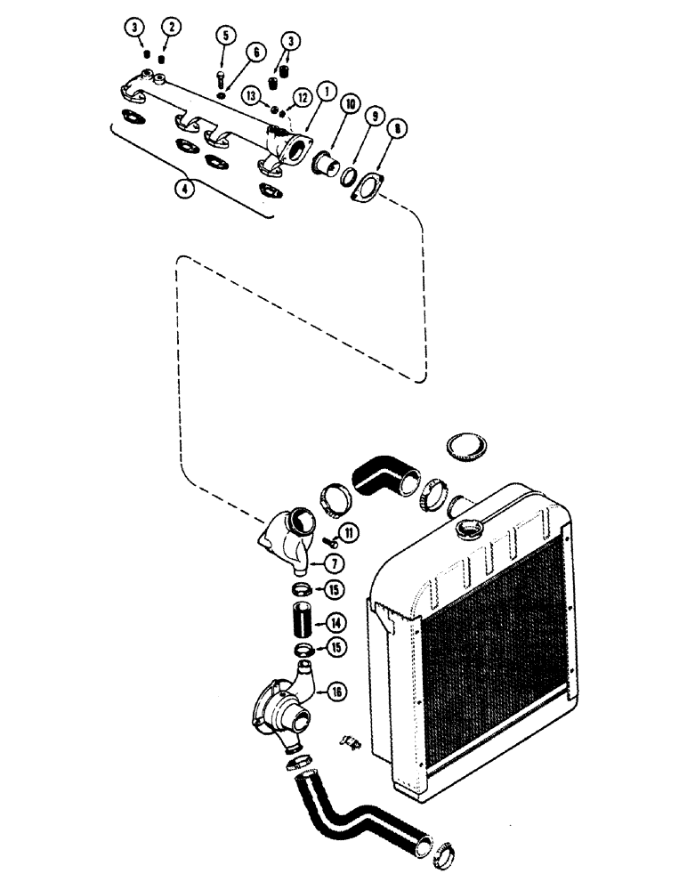 Схема запчастей Case 680CK - (006) - WATER MANIFOLD & THERMOSTAT HOUSING, (267) DIESEL ENGINE (10) - ENGINE