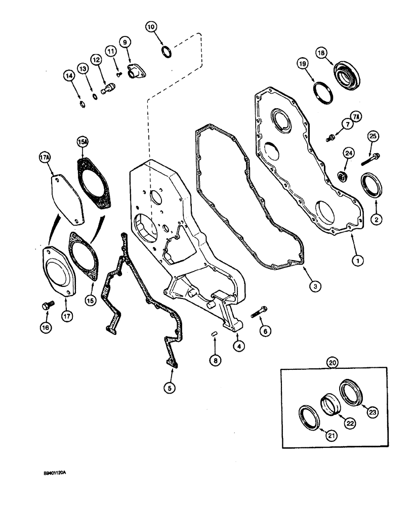 Схема запчастей Case 590 - (2-18) - FRONT GEAR COVER, 4T-390 ENGINE (02) - ENGINE