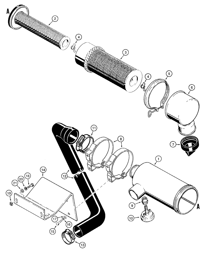 Схема запчастей Case 1835C - (2-06) - AIR CLEANER AND MOUNTING, DIESEL MODELS ONLY (02) - ENGINE